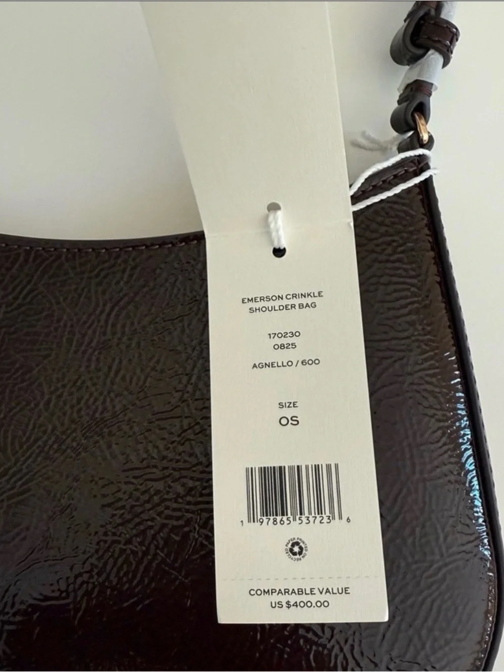 Tory Burch Emerson Crinkle Shoulder Bag 170230 In Agnello NWT leather